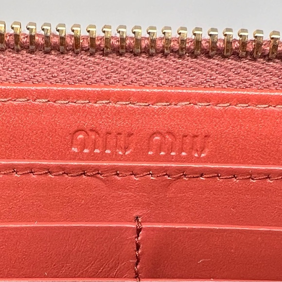 Authentic MIU MIU Croc Embossed Pink Leather Zip Long Wallet Clutch - Picture 9 of 15